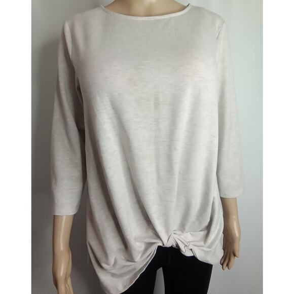 poof Tops - Poof women large gray pullover 3/4 sleeve round neck top